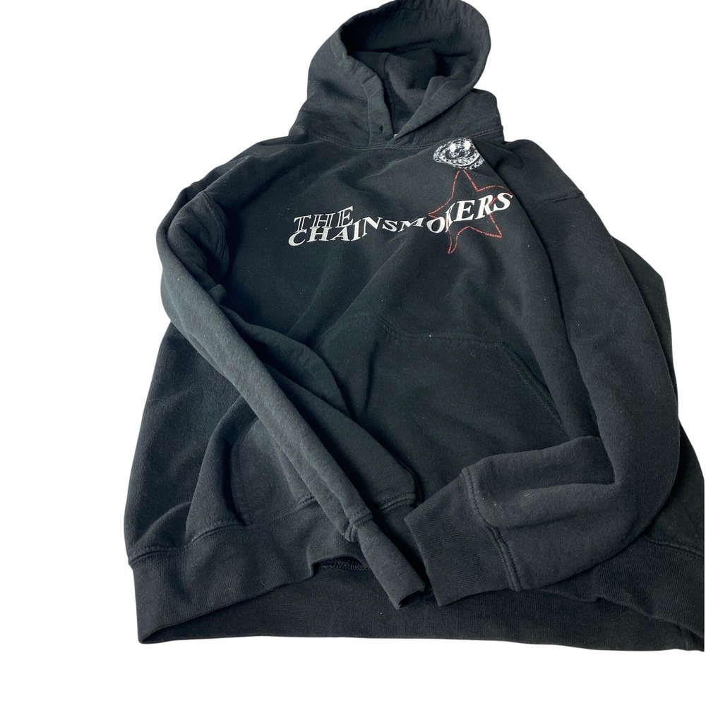 The Chainsmokers Black Pullover Hoodie Men's Medium Graphic Logo Sweatshirt